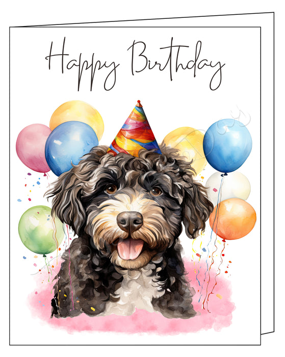 Happy Birthday Greeting Cards Portuguese Water Dog - Cute Note Cards for Dog Lovers - Blank Inside Envelope Included, GCHB00240
