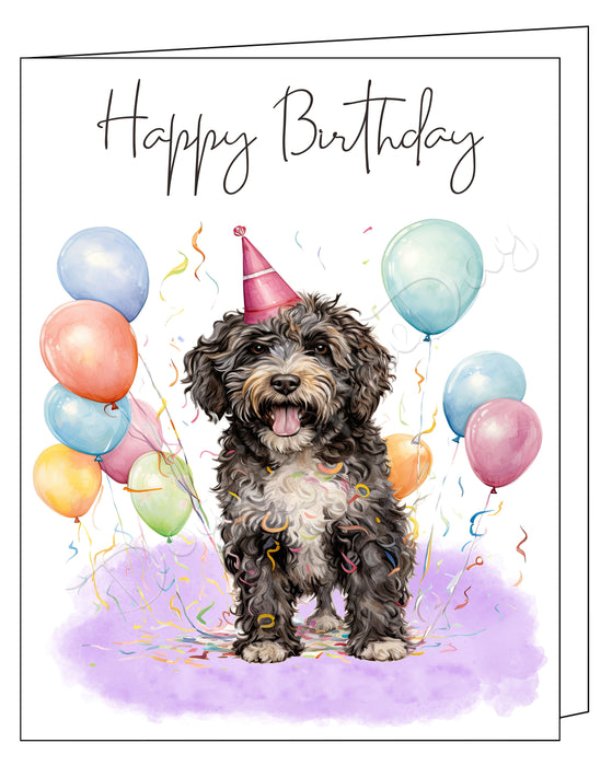 Happy Birthday Greeting Cards Portuguese Water Dog - Cute Note Cards for Dog Lovers - Blank Inside Envelope Included, GCHB00238