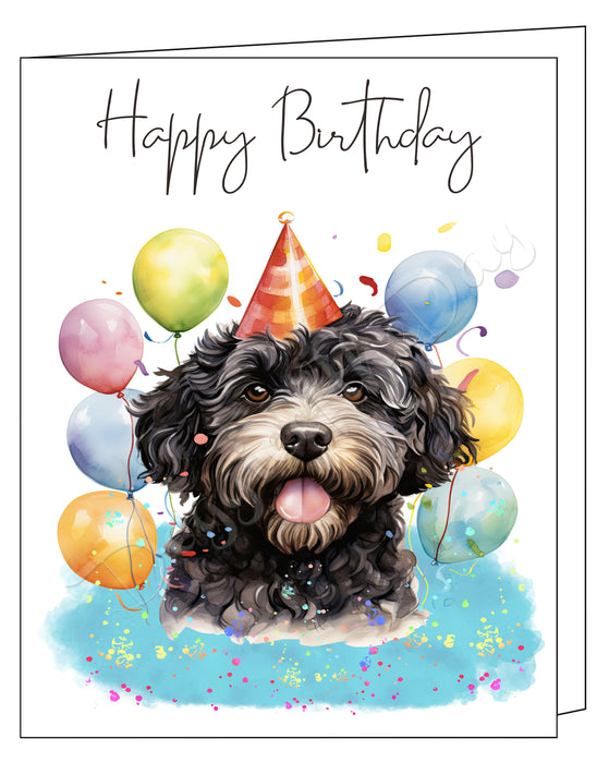 Happy Birthday Greeting Cards Portuguese Water Dog - Cute Note Cards for Dog Lovers - Blank Inside Envelope Included, GCHB00239