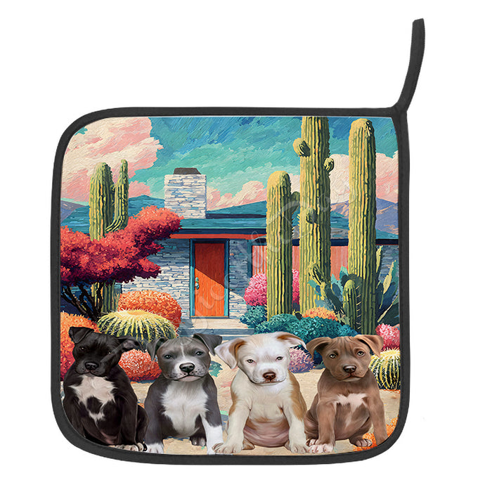 “Hot Paws & Prickly Pals” – Arizona Pit Bull Cactus Oven Mitts + Pot Holder Set: Kitchen Gloves for Cooking with Potholders, Custom, Personalized, Dog Lovers Gift