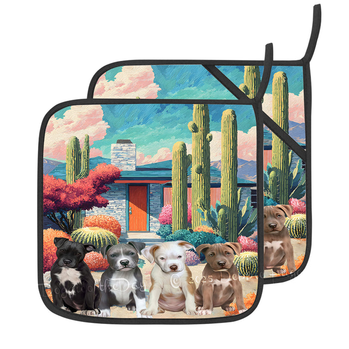 “Hot Paws & Prickly Pals” – Arizona Pit Bull Cactus Oven Mitts + Pot Holder Set: Kitchen Gloves for Cooking with Potholders, Custom, Personalized, Dog Lovers Gift