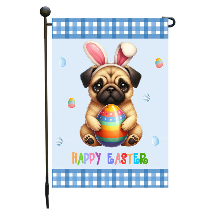 Pug Dog Easter Day Garden Flags for Outdoor Decorations - Double Sided Yard Lawn Easter Festival Decorative Gift - Holiday Dogs Flag Decor 12 1/2"w x 18"h