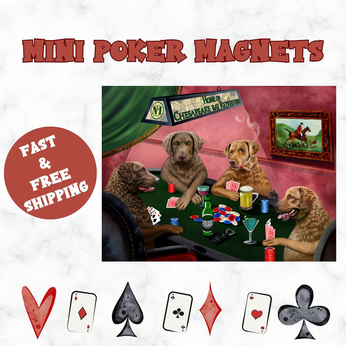 Home Of Chesapeake Bay Retriever 4 Dogs Playing Poker Magnet Mini (3.5" x 2")