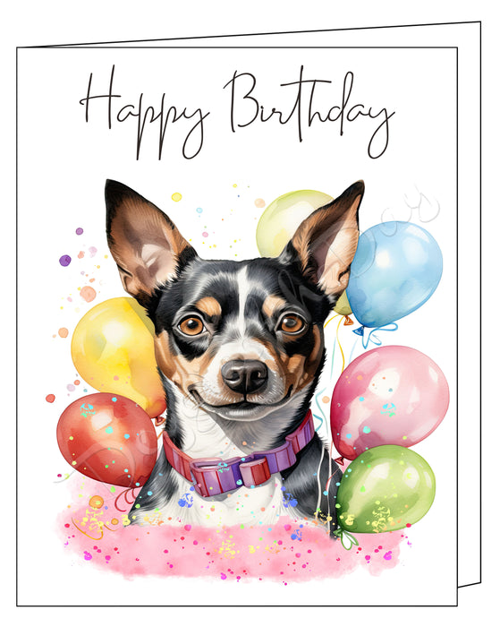Happy Birthday Greeting Cards Rat Terrier - Cute Note Cards for Dog Lovers - Blank Inside Envelope Included, GCHB00245