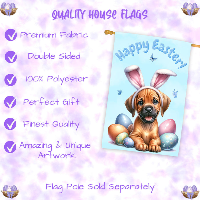 Rhodesian Ridgeback Spring Puppy House Flag Easter Home Yard Holiday Decoration 28x40 Inch Double-Sided
