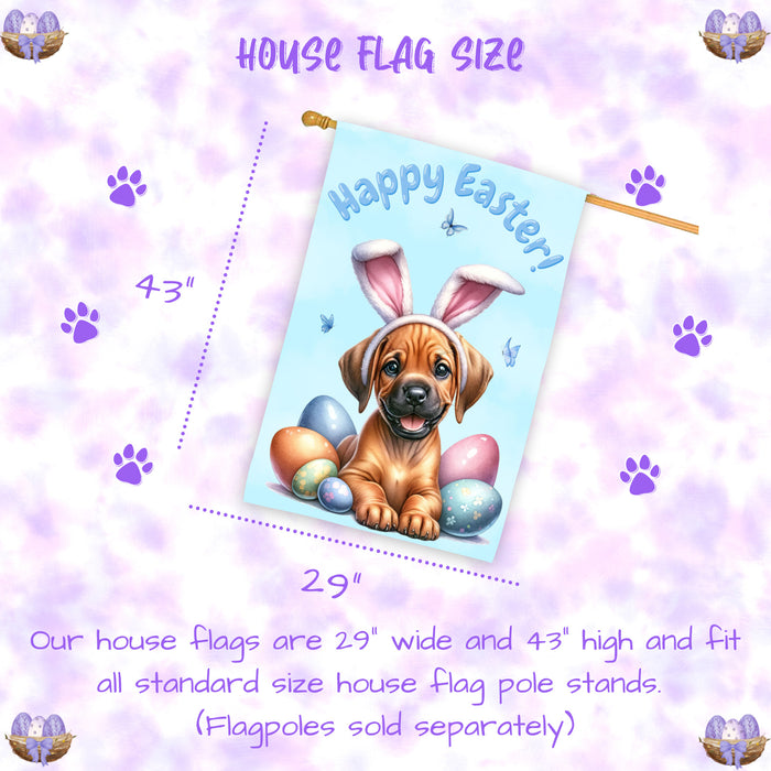 Rhodesian Ridgeback Spring Puppy House Flag Easter Home Yard Holiday Decoration 28x40 Inch Double-Sided