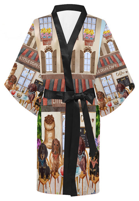 Little Doxy Cafe Dachshund Dog on Kimono Robe