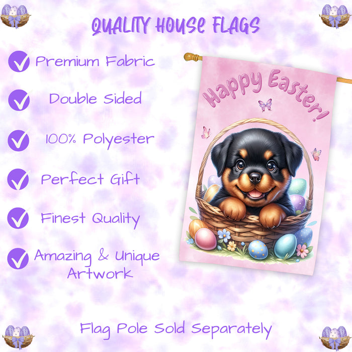 Rottweiler Easter Puppy House Flag Spring Yard Farmhouse Décor Gifts for Dog Mom 28x40 Inch Double-Sided