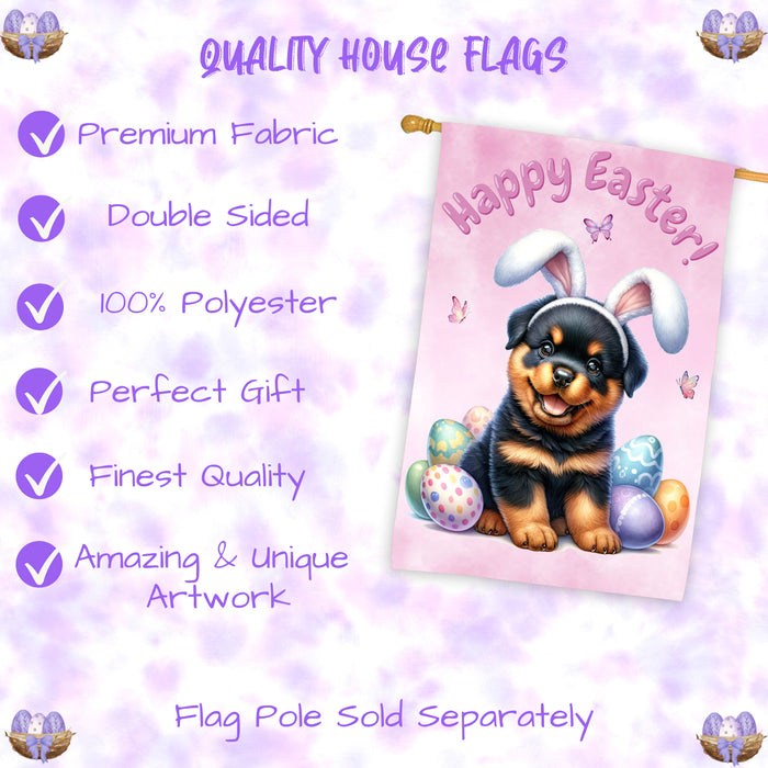 Rottweiler Spring Easter Puppy House Flag Home Outdoor Decorative Dog Flag Gifts 28x40 Inch Double-Sided
