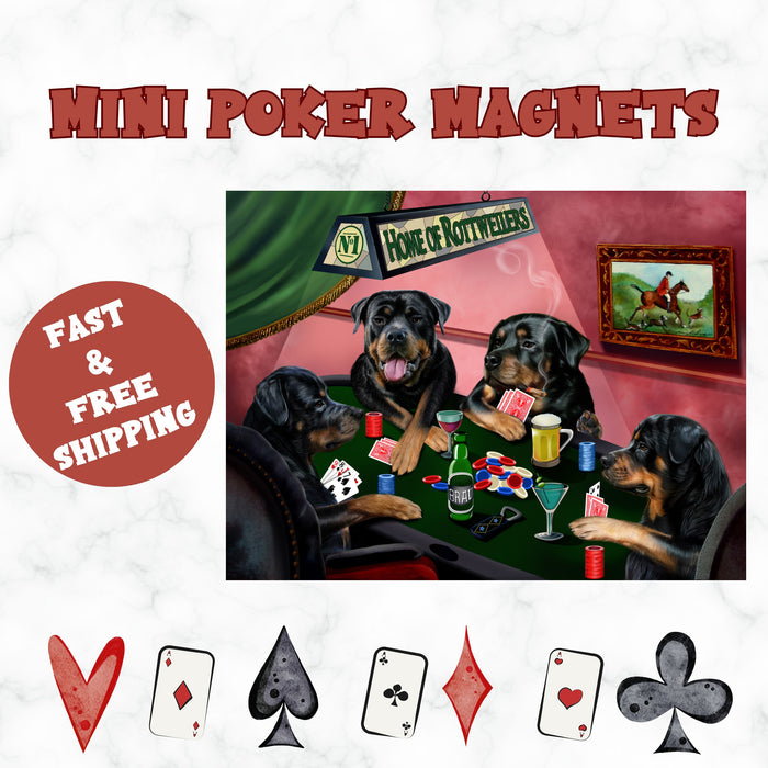 Home of Rottweilers 4 Dogs Playing Poker Magnet