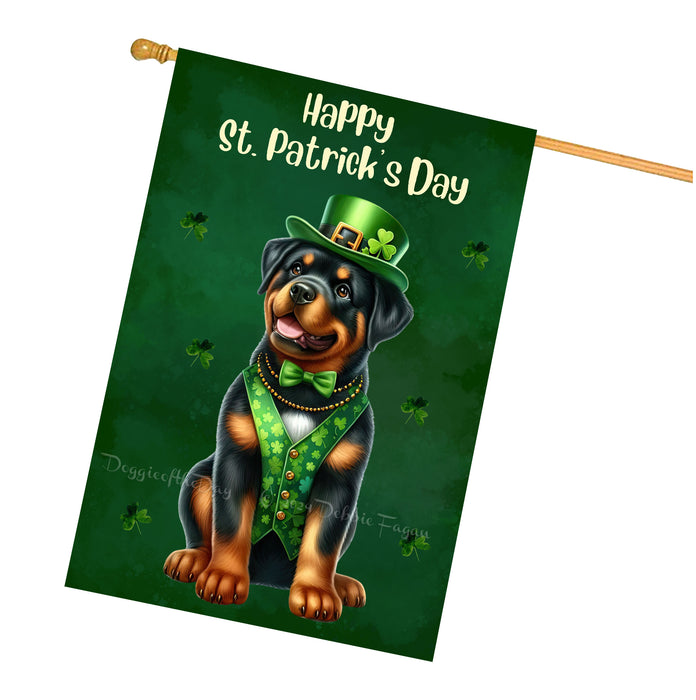 Rottweiler Dog St Patricks Day House Flag 28 x 40 Irish Outdoor Porch Decor Gift for Dads