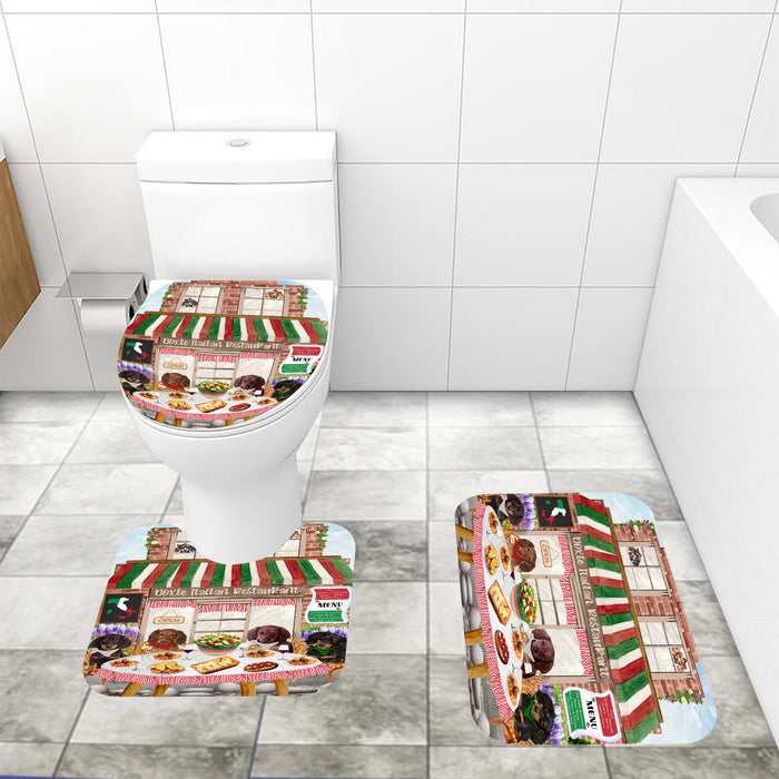 Dachshund Dog 4 Piece Combo Shower Curtain &amp; Rug Set, Little Cafe Pet Theme