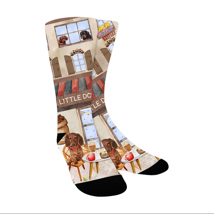 Little Doxy Cafe Dachshund Dogs Socks for Men's Kids Women's
