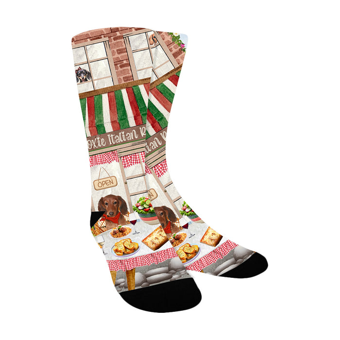 Dachshund Dogs Socks, Doxie Italian Restaurant, Pet Theme Socks for Men's Kids Women's