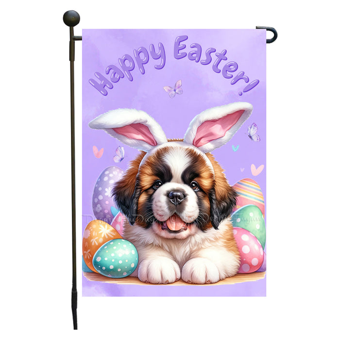 Saint Bernard Dog Farmhouse Easter Garden Flag Puppy Porch Yard Outdoor Décor 12x18 Inch Single Side and Double Sided
