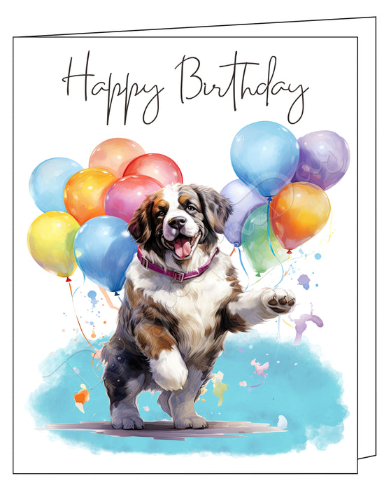 Happy Birthday Greeting Cards Saint Bernard - Cute Note Cards for Dog Lovers - Blank Inside Envelope Included, GCHB00254