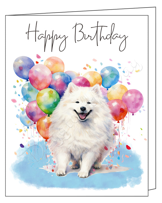 Happy Birthday Greeting Cards Samoyed - Cute Note Cards for Dog Lovers - Blank Inside Envelope Included, GCHB00255