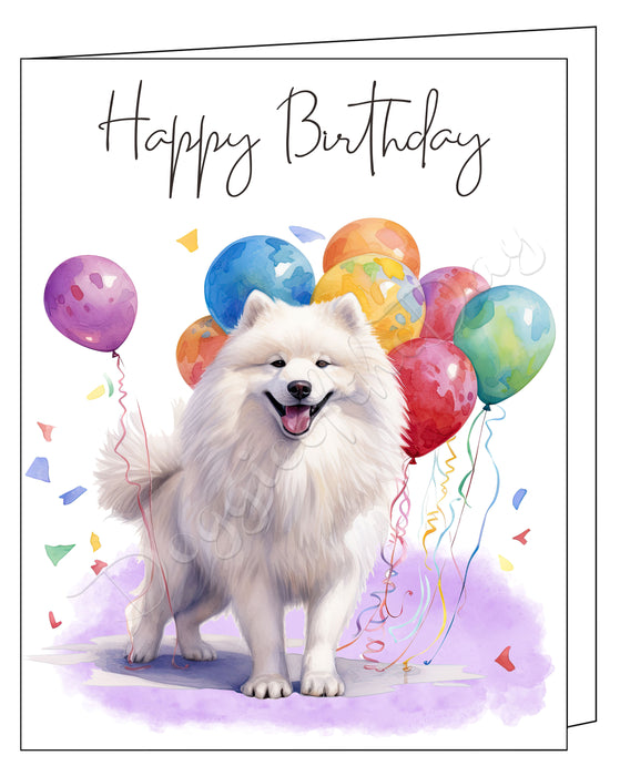 Happy Birthday Greeting Cards Samoyed - Cute Note Cards for Dog Lovers - Blank Inside Envelope Included, GCHB00256