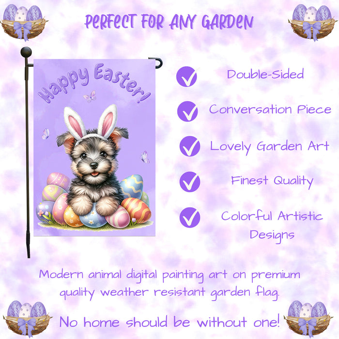 Scottish Terrier Spring Easter Garden Flag Puppy Eggs Outdoor Yard Decor Gift 12x18 Inch Single Side and Double Sided