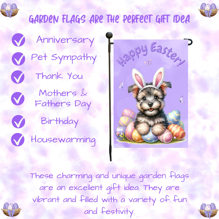 Scottish Terrier Spring Easter Garden Flag Puppy Eggs Outdoor Yard Decor Gift 12x18 Inch Single Side and Double Sided