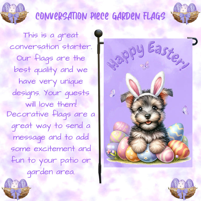 Scottish Terrier Spring Easter Garden Flag Puppy Eggs Outdoor Yard Decor Gift 12x18 Inch Single Side and Double Sided