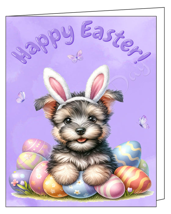 Happy Easter Scottish Terrier 2 Greeting Cards, Spring Holiday Notecards Blank Inside Envelopes Included, Unique Easter Egg Cards for Dog Lovers