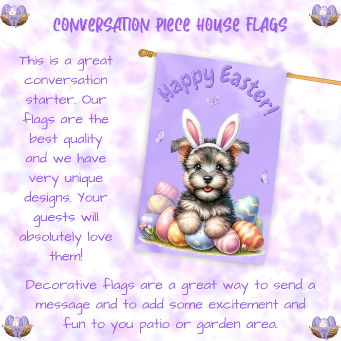 Scottish Terrier Easter Puppy House Flag Spring Garden Yard Outdoor Banner 28x40 Inch Double-Sided
