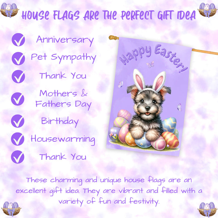 Scottish Terrier Easter Puppy House Flag Spring Garden Yard Outdoor Banner 28x40 Inch Double-Sided