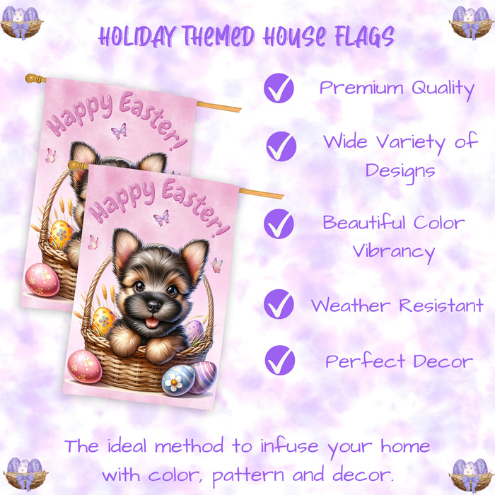Scottish Terrier Spring Easter Dog House Flag Home Yard Holiday Decorative Flag 28x40 Inch Double-Sided