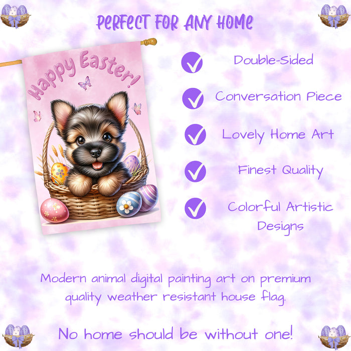 Scottish Terrier Spring Easter Dog House Flag Home Yard Holiday Decorative Flag 28x40 Inch Double-Sided