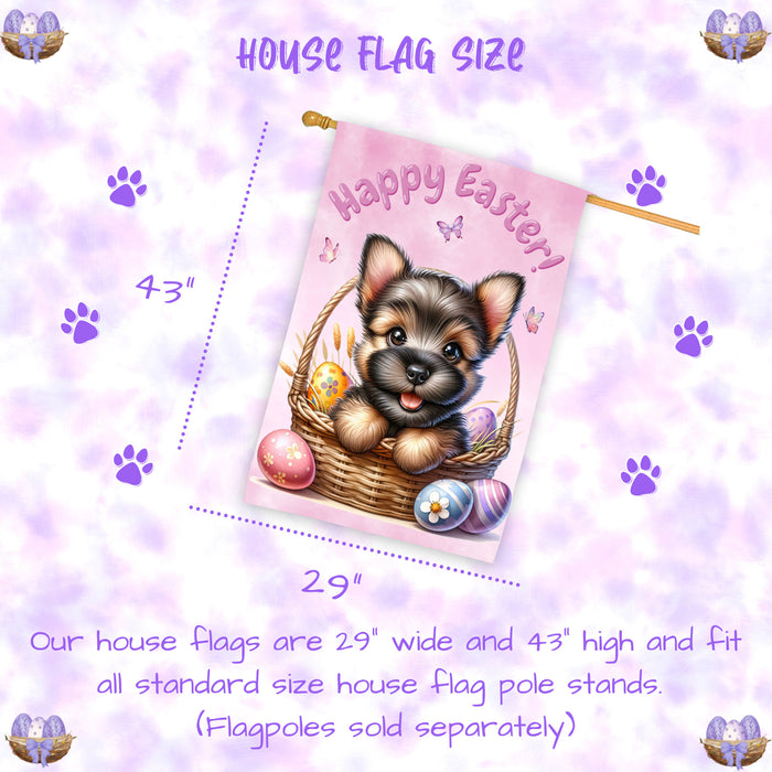 Scottish Terrier Spring Easter Dog House Flag Home Yard Holiday Decorative Flag 28x40 Inch Double-Sided