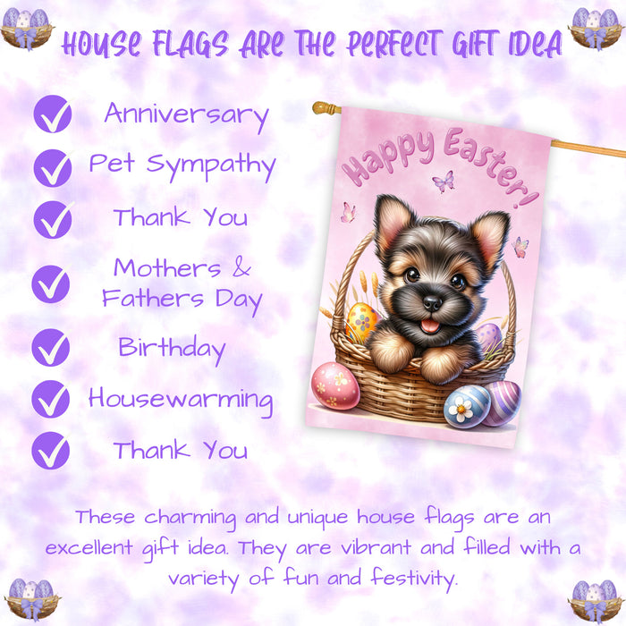 Scottish Terrier Spring Easter Dog House Flag Home Yard Holiday Decorative Flag 28x40 Inch Double-Sided