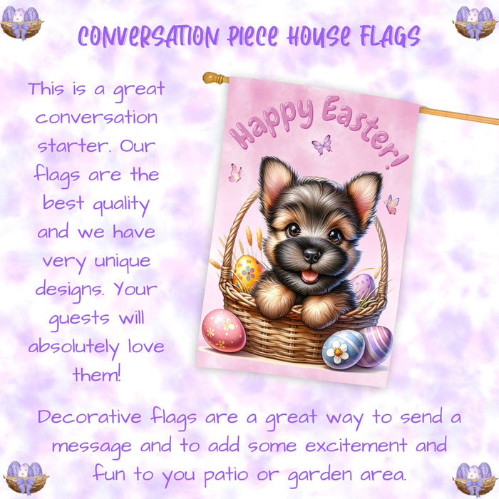 Scottish Terrier Spring Easter Dog House Flag Home Yard Holiday Decorative Flag 28x40 Inch Double-Sided