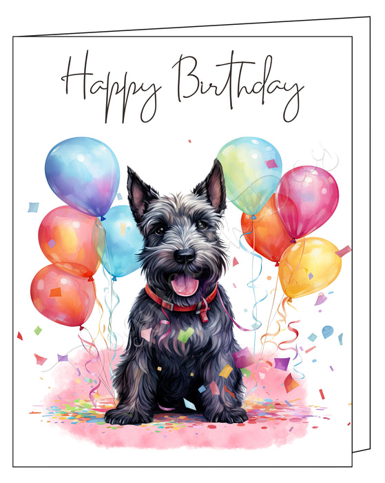 Happy Birthday Greeting Cards Scottish Terrier - Cute Note Cards for Dog Lovers - Blank Inside Envelope Included, GCHB00259