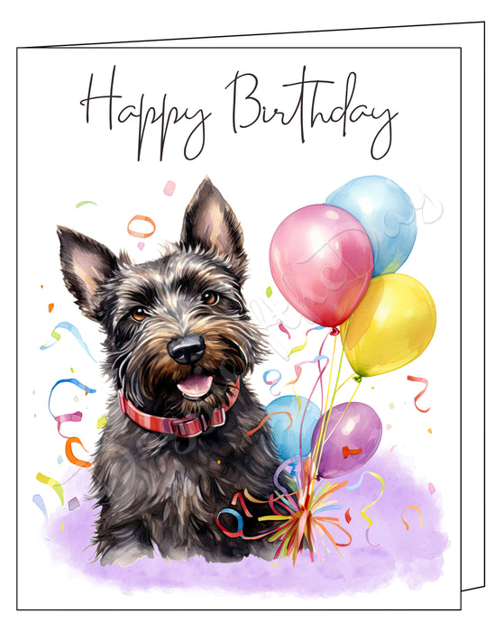 Happy Birthday Greeting Cards Scottish Terrier - Cute Note Cards for Dog Lovers - Blank Inside Envelope Included, GCHB00261