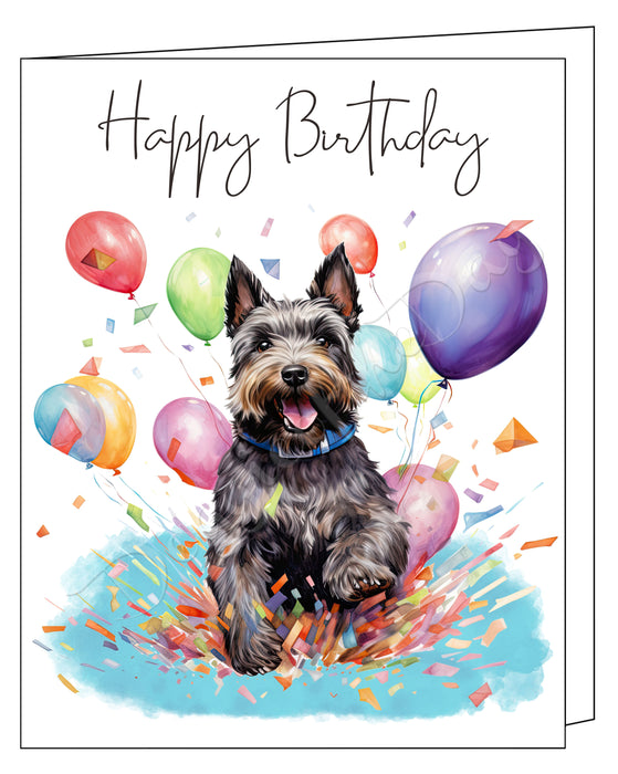 Happy Birthday Greeting Cards Scottish Terrier - Cute Note Cards for Dog Lovers - Blank Inside Envelope Included, GCHB00262