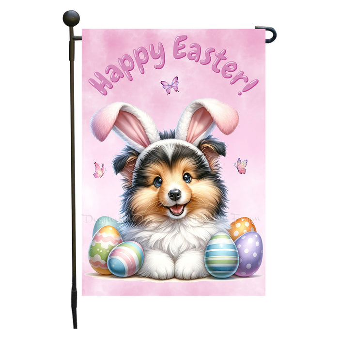 Shetland Sheepdog Farmhouse Easter Garden Flag Puppy Porch Yard Outdoor Décor 12x18 Inch Single Side and Double Sided