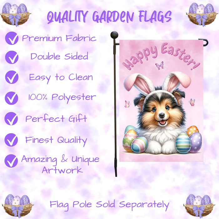 Shetland Sheepdog Farmhouse Easter Garden Flag Puppy Porch Yard Outdoor Décor 12x18 Inch Single Side and Double Sided