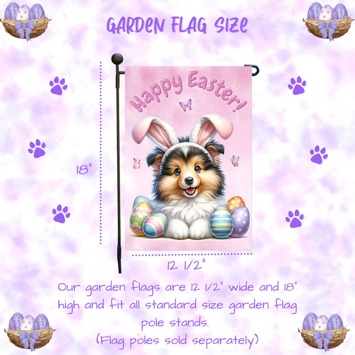 Shetland Sheepdog Farmhouse Easter Garden Flag Puppy Porch Yard Outdoor Décor 12x18 Inch Single Side and Double Sided
