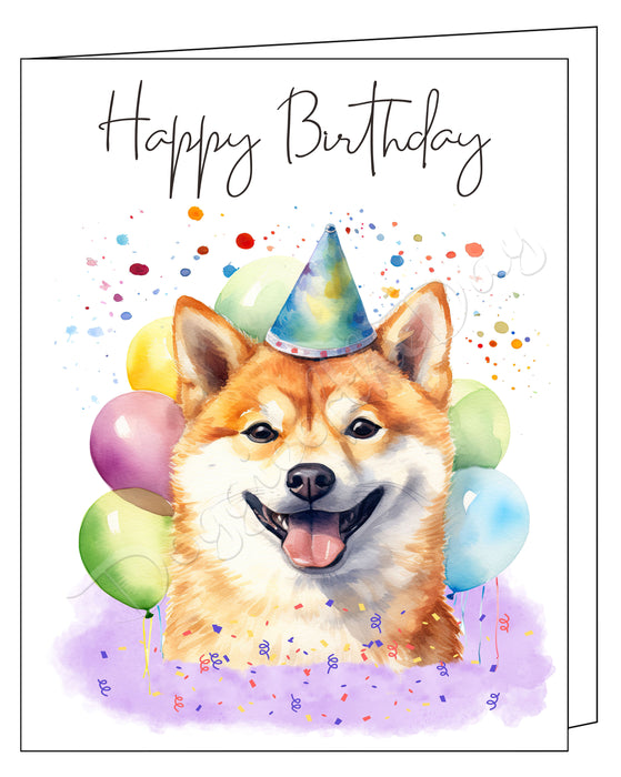 Happy Birthday Greeting Cards Shiba Inu - Cute Note Cards for Dog Lovers - Blank Inside Envelope Included, GCHB00266