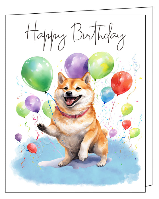 Happy Birthday Greeting Cards Shiba Inu - Cute Note Cards for Dog Lovers - Blank Inside Envelope Included, GCHB00268