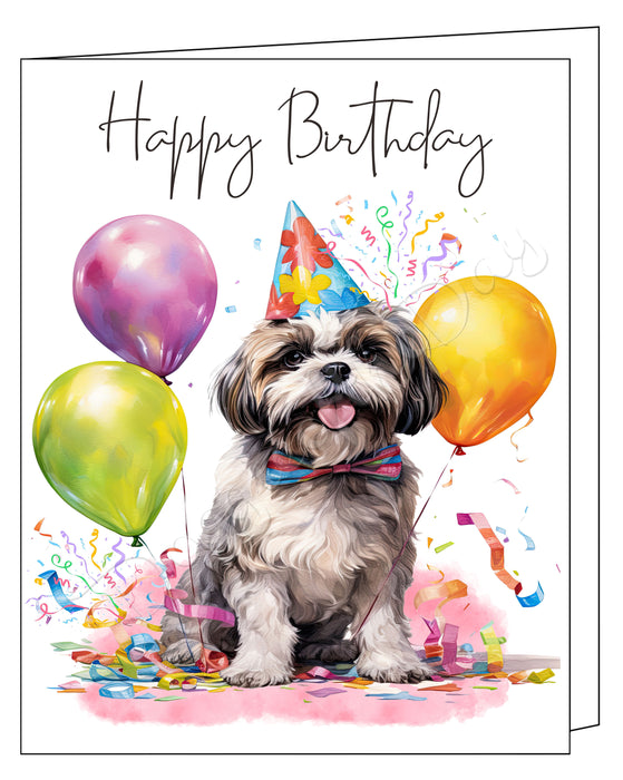 Happy Birthday Greeting Cards Shih Tzu - Cute Note Cards for Dog Lovers - Blank Inside Envelope Included, GCHB00273
