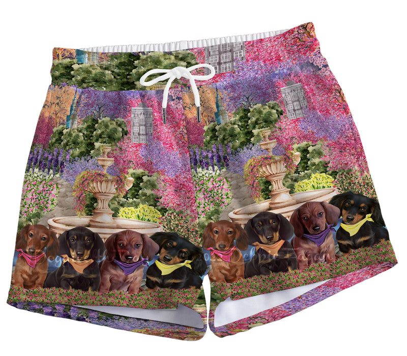 Floral Park Dachshund Dog All-Over Print Women's Casual Shorts