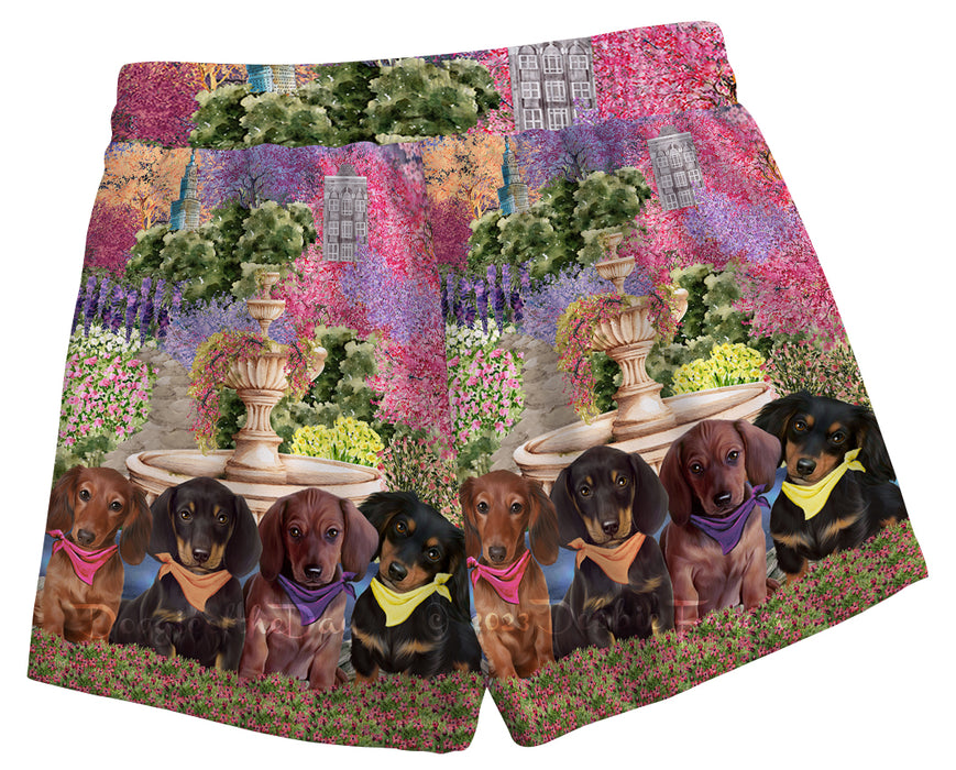 Floral Park Dachshund Dog All-Over Print Women's Casual Shorts
