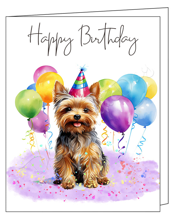 Happy Birthday Greeting Cards Silky Terrier - Cute Note Cards for Dog Lovers - Blank Inside Envelope Included, GCHB00278