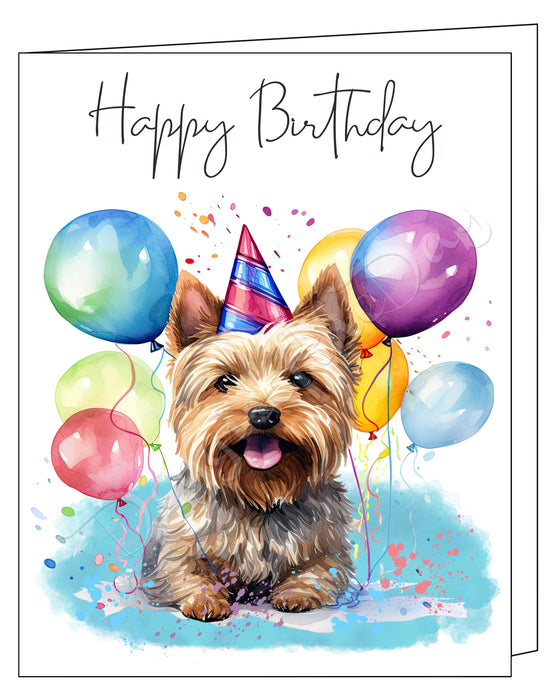 Happy Birthday Greeting Cards Silky Terrier - Cute Note Cards for Dog Lovers - Blank Inside Envelope Included, GCHB00279