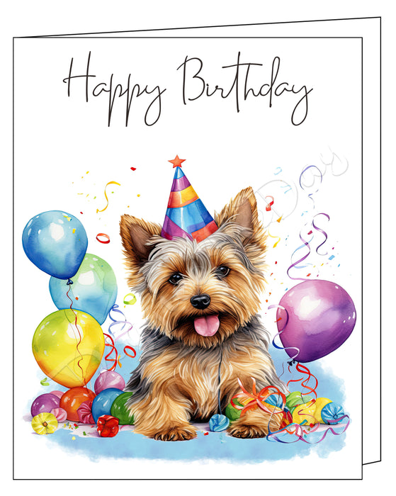 Happy Birthday Greeting Cards Silky Terrier - Cute Note Cards for Dog Lovers - Blank Inside Envelope Included, GCHB00281