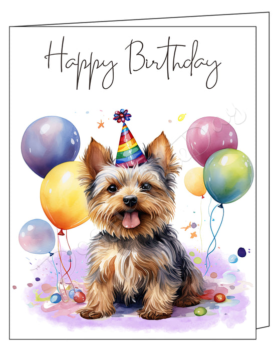Happy Birthday Greeting Cards Silky Terrier - Cute Note Cards for Dog Lovers - Blank Inside Envelope Included, GCHB00282