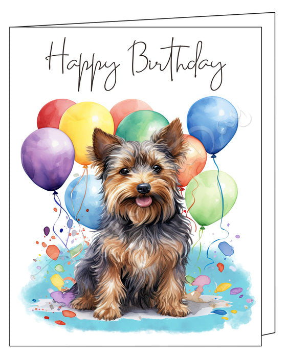 Happy Birthday Greeting Cards Silky Terrier - Cute Note Cards for Dog Lovers - Blank Inside Envelope Included, GCHB00283
