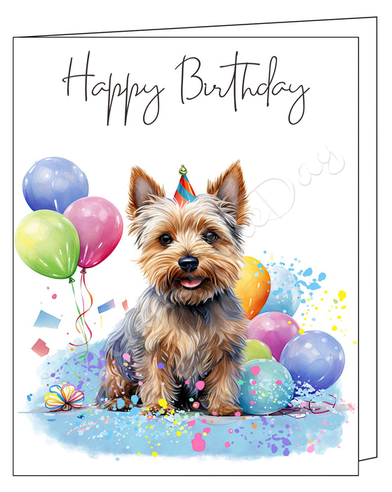 Happy Birthday Greeting Cards Silky Terrier - Cute Note Cards for Dog Lovers - Blank Inside Envelope Included, GCHB00284